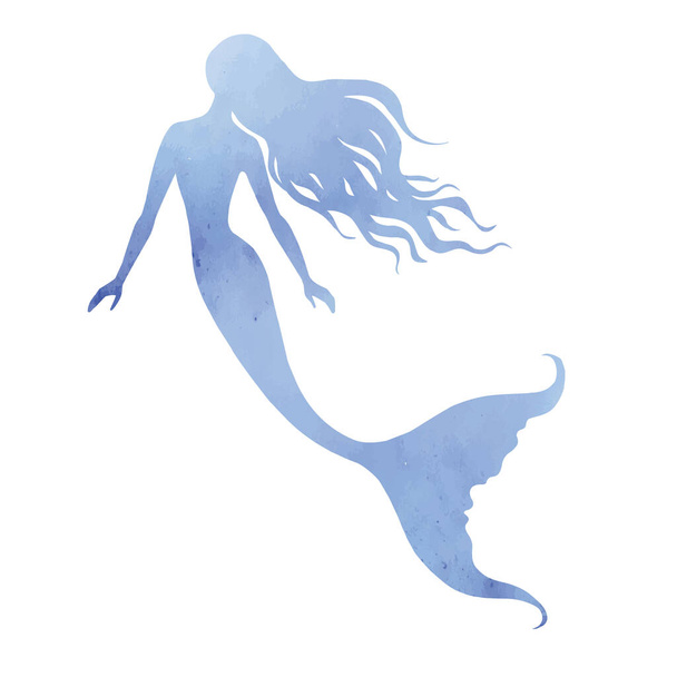 Mermaid, watercolor vector silhouette illustration - Вектор, зображення