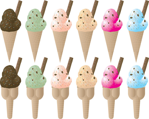 Ice cream variation sprinkle - Vector, Image