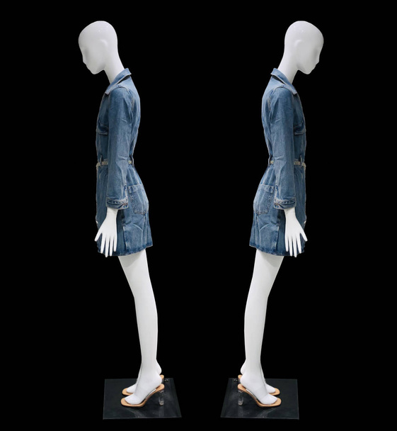 white mannequin with jeans jacket clothes fashion - Fotoğraf, Görsel