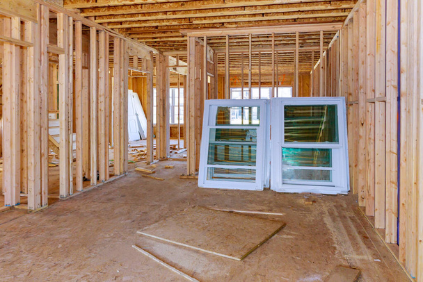 Vista interior de uma casa em construção - Foto, Imagem