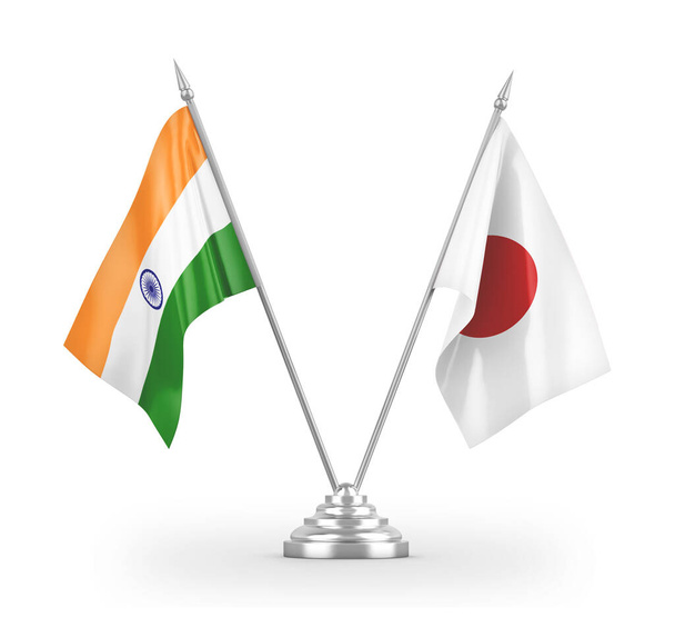 Флаги Японии и Индии изолированы на белом 3D рендеринге
 - Фото, изображение