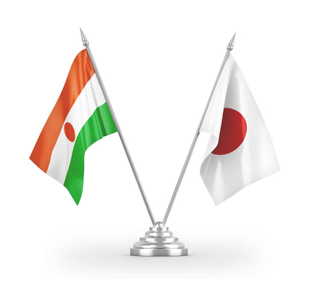 Флаги Японии и Нигера изолированы на белом 3D рендеринге
 - Фото, изображение