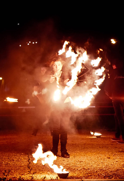 Krasnodar, Russia-June 7, 2015. Fire show, dancing with flame,   - Foto, immagini