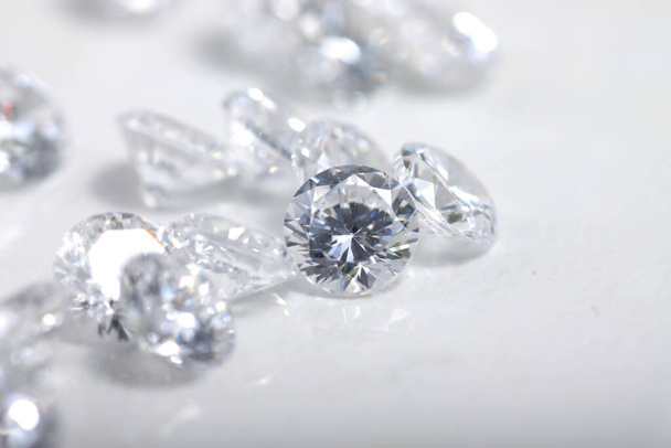 Close up shot of beautiful brilliant crystal zirconia diamond beads for jewelry  - Foto, Bild