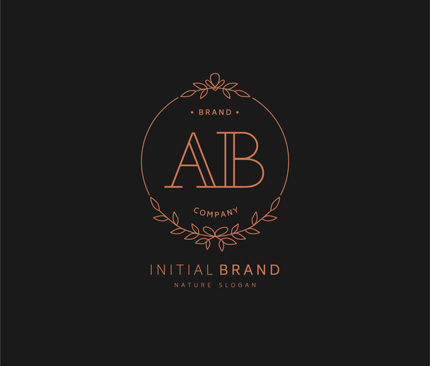 A B AB Beauty вектор начальный логотип, почерк логотип начальной подписи, свадьба, мода, ювелирные украшения, бутик, цветочный и ботанический с творческим искушением для любой компании или бизнеса
. - Вектор,изображение