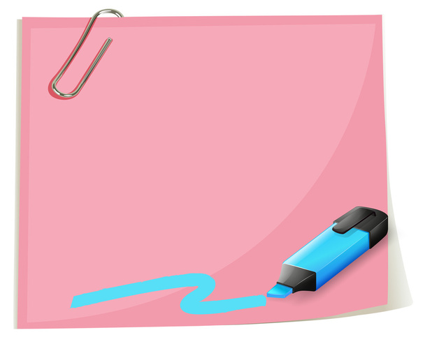 Un papel rosa vacío y un iluminador azul
 - Vector, imagen
