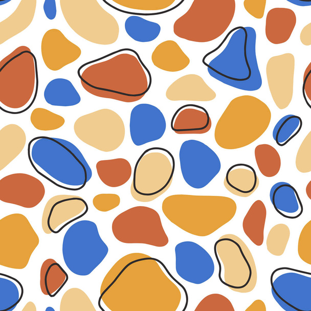 Bezproblémový vzor s abstraktním tvarem v modré a terakotě. Ručně kreslené vektorové ilustrace pro textil, web - Vektor, obrázek