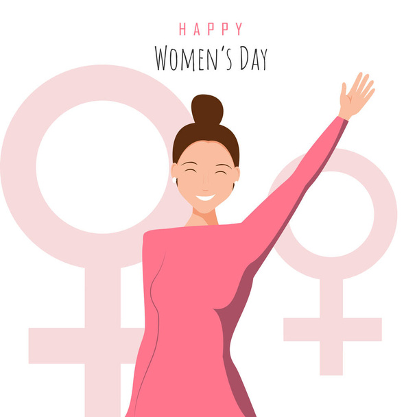 Happy International Women's Day on March 8th design background. Illustration of woman's face profile with retro style makeup. vector. - ベクター画像