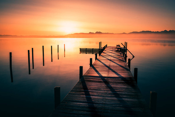 Sunrise at the lakeside in a beautiful country - Photo, Image