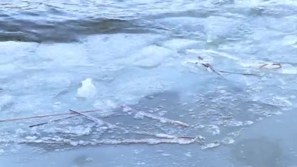 πάγος στο ποτάμι το χειμώνα στον άνεμο - Πλάνα, βίντεο