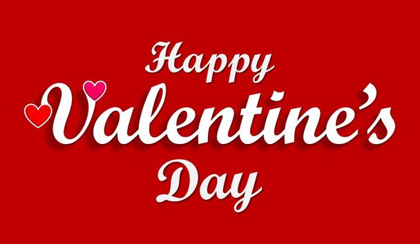 Best Valentine's day image for greeting card, banner, invitation, website, web-page, posters and brochure. 3D Happy Valentine's day text on red background. Romantic quote with red and pink love hearts. - Φωτογραφία, εικόνα