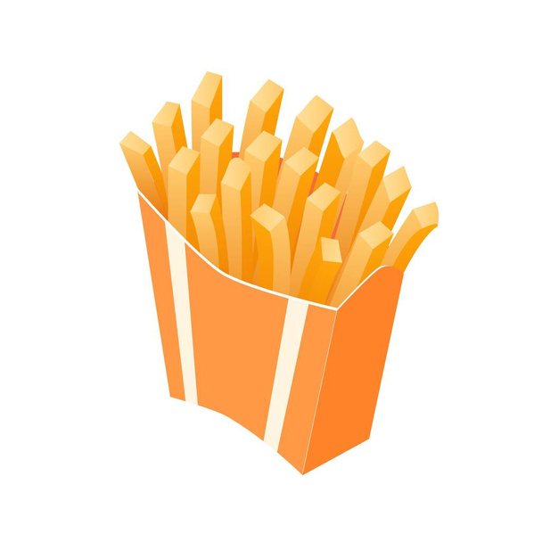 isometric illustration of french fries takeaway box package - ベクター画像