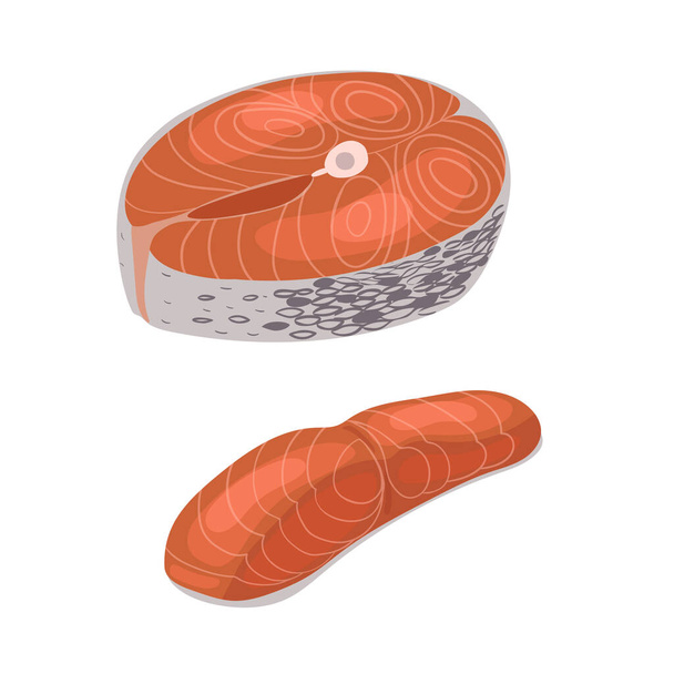 Rode vis biefstuk Geïsoleerd op een witte achtergrond. vectorgrafieken. - Vector, afbeelding