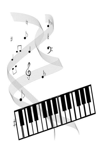 Black and white musical banner with notes. Vector - Вектор,изображение