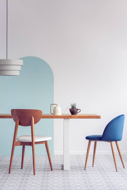 White and blue wall of elegant dining room interior - Fotografie, Obrázek