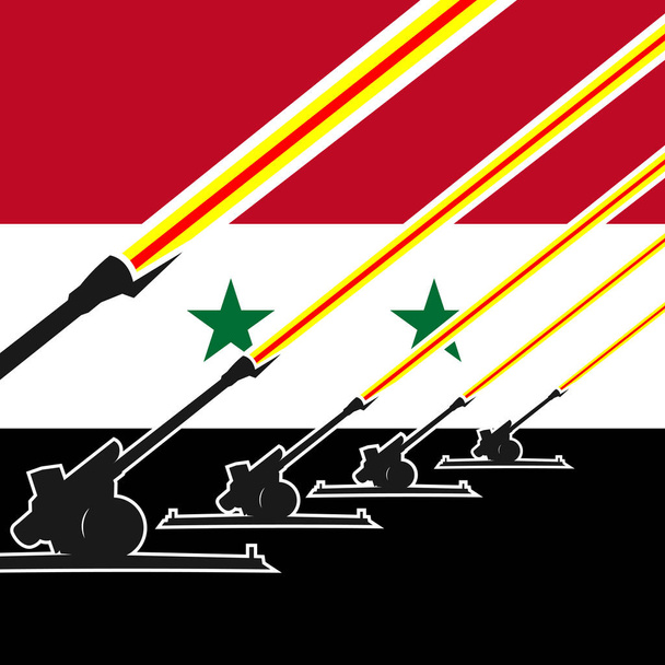 Озброєний, військовий конфлікт і конфронтація в Сирії - Вектор, зображення