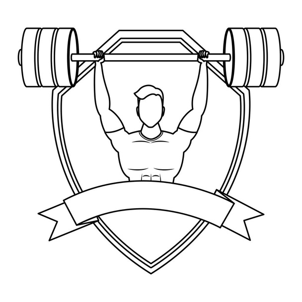 young man athlete weight lifting - Vector, Image