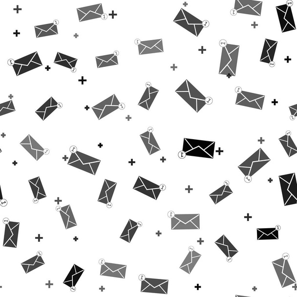 Black Envelope icon isolated seamless pattern on white background. Received message concept. New, email incoming message, sms. Mail delivery service. Vector Illustration - Vector, Image