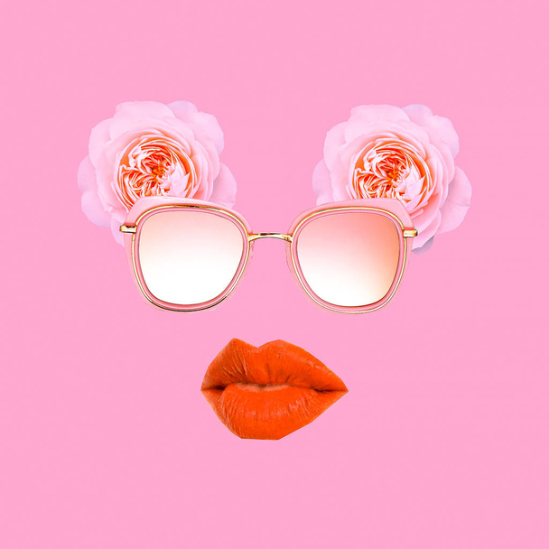 Contemporary art collage.  Stylish sunglasses accessories fashio - Photo, image
