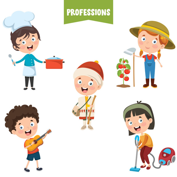 personnages de dessins animés de différentes professions - Vecteur, image