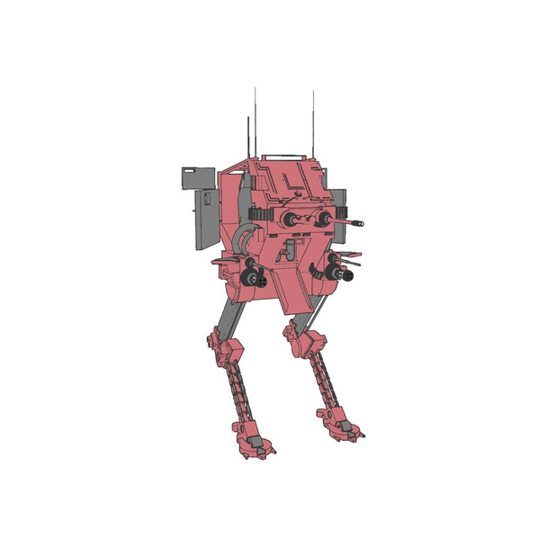 Sci-fi mecha soldier standing. Military futuristic robot - Vector, Image