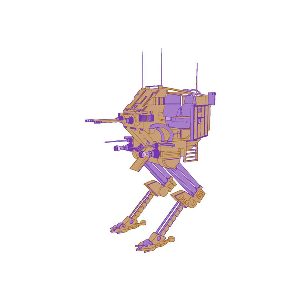 Sci-fi mecha soldier standing. Military futuristic robot - Vektör, Görsel