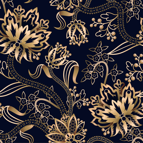 Naadloos patroon met Chinese gouden bloemen. Vector. - Vector, afbeelding