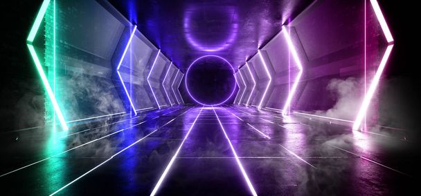 Smoke Circle Lines Neon Glowing Purple Blue Pantone Sci Fi Space - Photo, Image