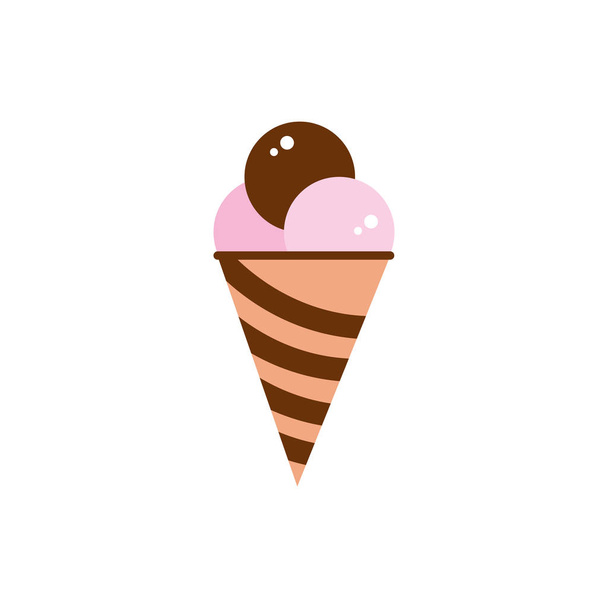 ice cream scoops vanilla chocolate sweet confectionery snack food candy - Vector, Image