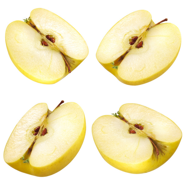 half of a yellow apple. collection. set of fruits on white. clip - Foto, immagini