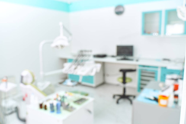 conceito de odontologia, medicina e estomatologia - ofuscado moderno consultório odontológico escritório interior bokeh
 - Foto, Imagem