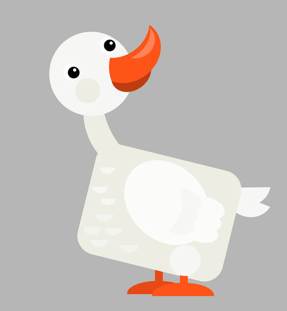 cartoon scene with happy goose on flat background illustration - Фото, изображение