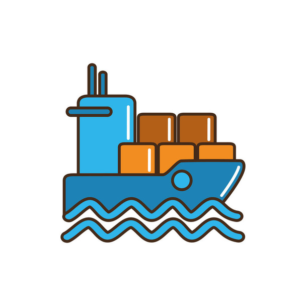 contenedores barco envío marítimo línea de entrega de carga y llenar
 - Vector, Imagen