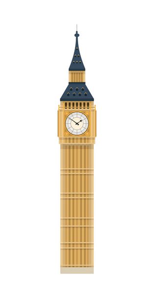 Big Ben (London, United Kingdom). Isolated on white background vector illustration. - Vector, Image