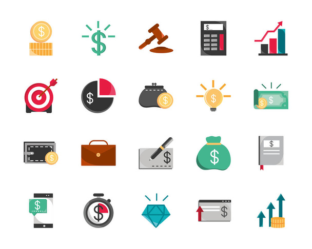 finance money business economy icons set - Διάνυσμα, εικόνα
