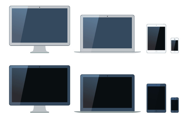 ilustracja wektor laptopa, komputera typu tablet, monitor i mobi - Wektor, obraz