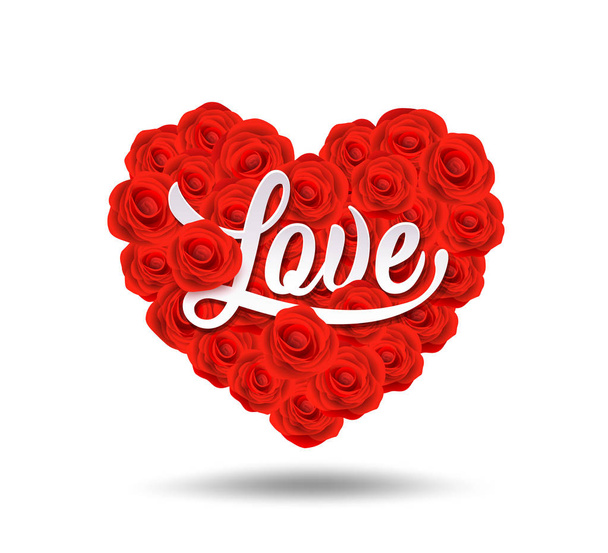 Happy Valentines Day love message design on rose heart kształt tła, ilustracja wektor - Wektor, obraz