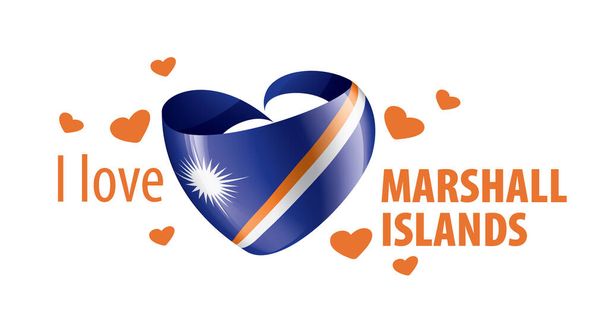 Bandera nacional de las Islas Marshall en forma de corazón y la inscripción Me encantan las Islas Marshall. Ilustración vectorial
 - Vector, imagen