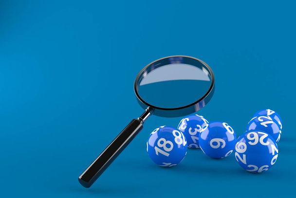 Magnifying glass with lottery balls - Photo, Image