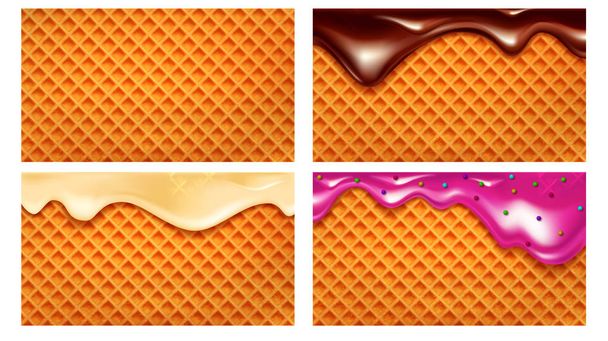 Wafer Crunchy Baked Waffle Collection Set Vector - Vector, afbeelding