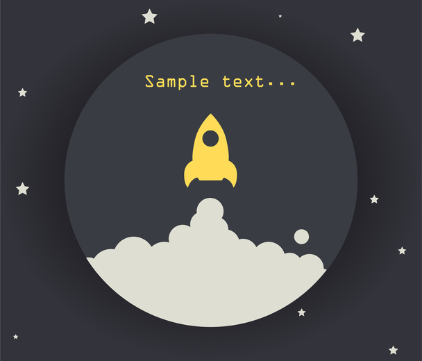 Sample text. Planet and rocket - Vektori, kuva