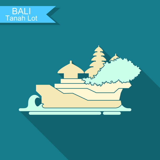 Tanakh Lot. Świątynia na Bali. Indonezja. Stylizowana ikona wektora płaskiego - Wektor, obraz