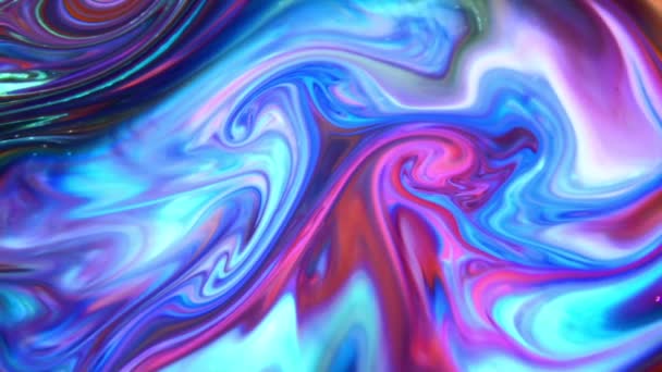 Liquid Colorful Paint pattens mix in slow motion. Liquid color paint patterns texture top view. Multicolor liquid paint surface. - Footage, Video