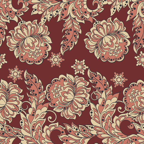 Seamless floral pattern in Damask style. Vintage vector illustration. - Vector, Image