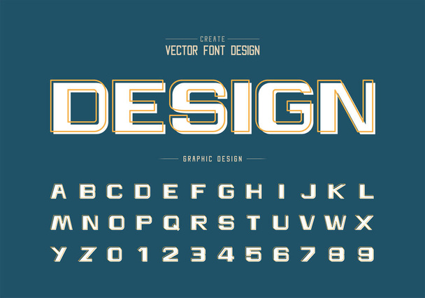 Шрифт с белой тенью и жирным алфавитом вектор, Дизайн шрифта буква и номер, графический текст на фоне
 - Вектор,изображение
