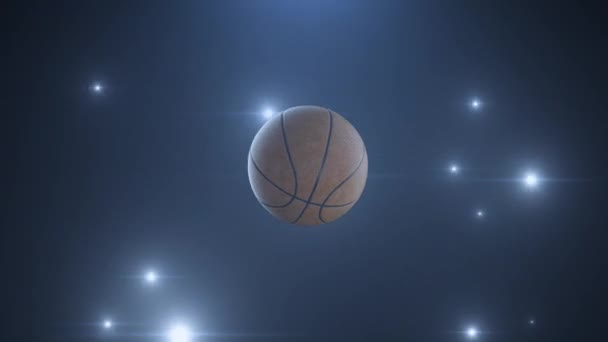 Basketbal zasáhl koš ve zpomaleném filmu na pozadí záblesků kamer - Záběry, video