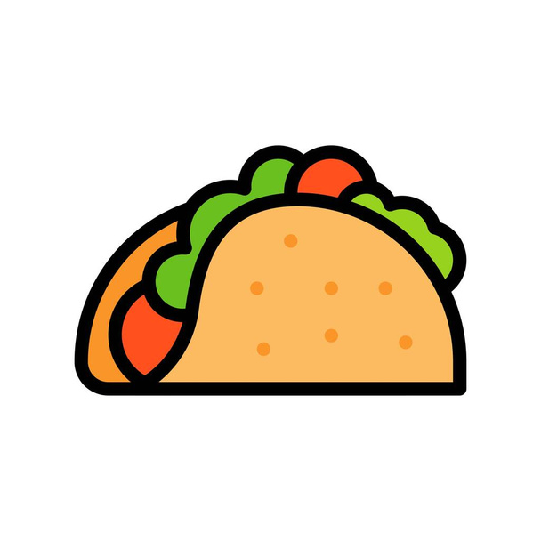 Taco vector, fast food gerelateerd flat style icoon - Vector, afbeelding