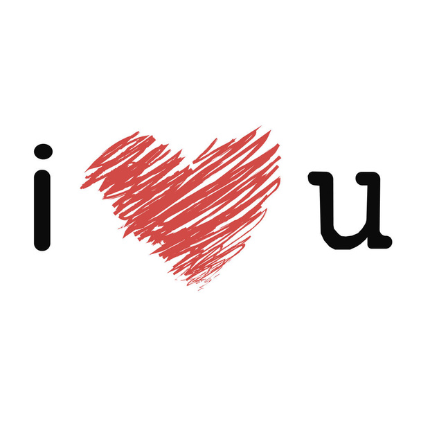 ich liebe dich. Valentinstag-Grußkarte mit Kalligrafie-Buchstaben. handgezeichnetes rotes Herz. - Foto, Bild