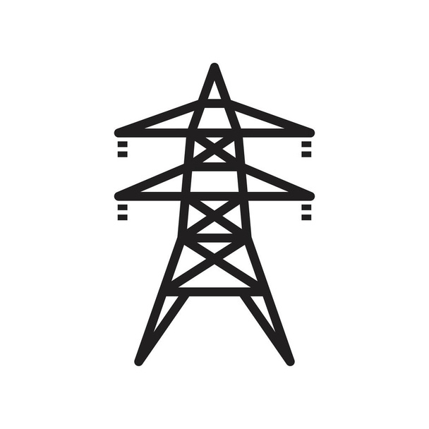 Torre eléctrica, plantilla de icono de línea de energía aérea de color negro editable. Torre eléctrica, símbolo del icono de la línea aérea de energía Ilustración vectorial plana para diseño gráfico y web
. - Vector, Imagen