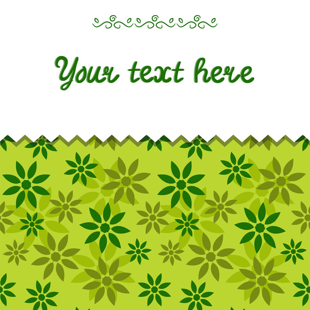Card with green floral background - Vektor, Bild
